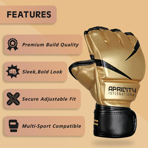 Guantes de Boxeo MMA de Cuero con Diseño Personalizado, Medios Dedos, Palma Abierta, para UFC, Artes Marciales, Muay Thai, Kickboxing, Protección UV - Product Image 5