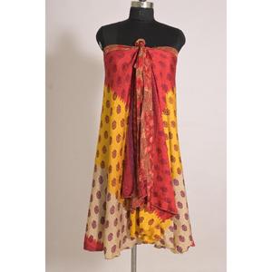 Women's Vintage Floral Handmade Silk Wrap <b>Skirt</b>, Mid-Waist Lightweight <b>Boho</b> Style - Product Image 2