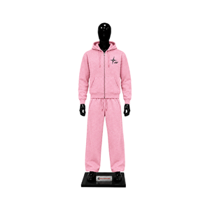 Conjunto Deportivo para Hombre, Color Rosa Claro, Sudadera con Cierre Completo, Pantalones Anchos, Logotipo Personalizado, Ropa Deportiva Casual, Venta al Por Mayor OEM - Product Image 1