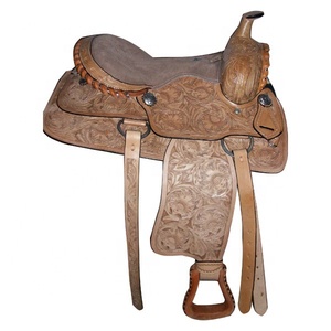Selle de baril western en cuir rose avec jeu d'accessoires