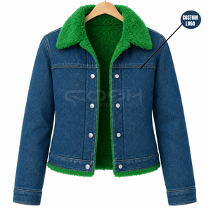 Cosh International Sisterhood Sorority <b>Sherpa</b> <b>Lined</b> Fleece Button up Multi Pockets Cotton Heavyweight Winter Denim <b>Jacket</b> - Product Image 5