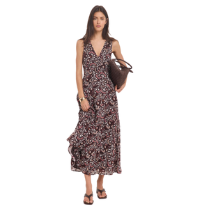 Vestido largo floral de manga corta para mujer, elegante vestido de corte en A - Product Image 3