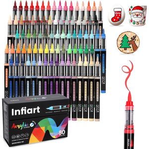 Set di 80 Pennarelli Acrilici Impermeabili con Controllo Automatico dell'Inchiostro e Punta a Pennello per Arte e Natale - Product Image 1