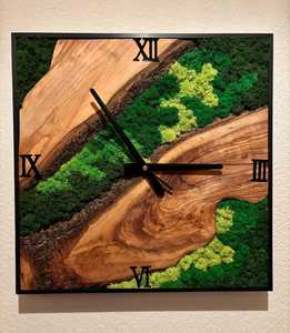 Customizable Handmade Wood Grain Simple Plant Moss Wall Clock Natural Fresh Moss Living Room Decoration Eternal - Product Image 5