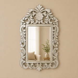 Miroir décoratif baroque vénitien élégant |   Miroir mural décoratif vintage avec cadre orné en verre pour salon et chambre à coucher - Product Image 2