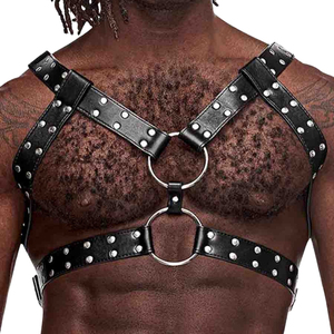 Arnés de Pecho de Cuero Negro con Hebilla de Acero, Ajustable, Accesorio para Hombre, Estilo Club - Product Image 6
