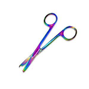 <b>Suture</b> Stitch Scissors Manual Multicolor Rainbow Titanium Coating Premium Quality CE Certified Surgical Instrument Delicate Hook - Product Image 5
