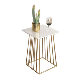 Square Marble Top Metal <b>Side</b> <b>Table</b> With Gold Frame New Design Customized New Arrival <b>Sofa</b> End <b>Table</b> Living Room Use - Product Image 1