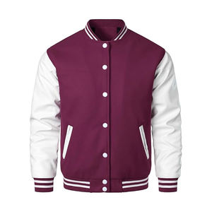 Veste universitaire doublée en flanelle pour homme, mélange coton et laine, intérieur à carreaux, style baseball, douce, chaude, vintage, manteau d'hiver - Product Image 1