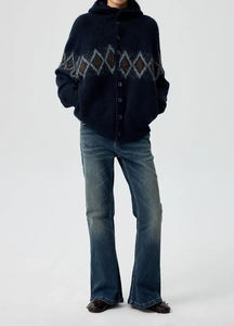 OEM Custom <b>Cardigan</b> Manufacturers Wholesale Mohair Men'S Hoodies Winter Fluzzy Zip up Sweater Oversized Knitted Hoodie - Product Image 3