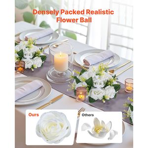 Centrotavola per Matrimonio con 10 Rose Artificiali, Sfere di Fiori Finti da 9,5 Pollici di Diametro, Bouquet Composto da 10 Pezzi - Product Image 1