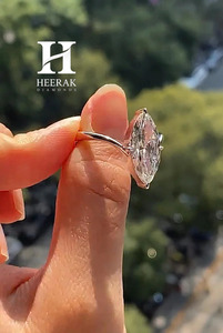 Bague de fiançailles solitaire en moissanite taille marquise, bijoux fins, bande fine pour femme, cadeau de mariage ou de fête - Product Image 2