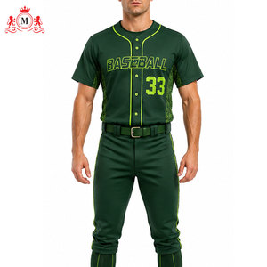 Conjunto de Uniforme de Béisbol Verde para Hombre con Ribete Amarillo Neón y Número 33, Material de Poliéster Transpirable para Adultos - Product Image 5