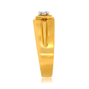Subtle Promise <b>Men</b> Solitaire <b>Ring</b> Luxury 18K Yellow Gold <b>Men's</b> Round Brilliant Solitaire Diamond <b>Ring</b> - Product Image 3