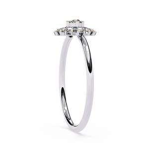 Bague de fiançailles en platine avec diamant rond et serti halo, bijou classique pour femme, diamant naturel certifié GIA - Product Image 3
