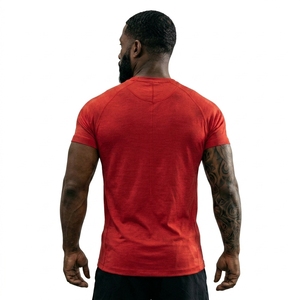 T-shirt homme slim fit à manches courtes, col rond, en jersey de coton respirant, couleur unie, décontracté, pour la gym et l'entraînement, jersey vierge. - Product Image 5