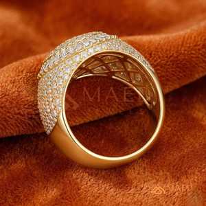 14K Gold Plated Moissanite Cluster <b>Ring</b> <b>Men</b> Iced Out Hip Hop Baguette Statement <b>Ring</b> Luxury Streetwear Style - Product Image 3