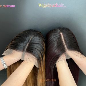 Peluca de raíz negra Burdeos de alta calidad premium con bandas elásticas Peluca negra natural Ya fácil de usar Encaje transparente - Product Image 4