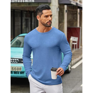 T-shirts à col rond unis et élégants pour hommes, décontractés, à manches longues, pour le gaming, le sport, les athètes, unisexe, pour garçons et l'école - Product Image 2