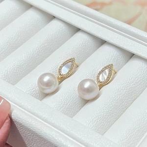 Boucles d'oreilles pendantes de luxe léger en argent 925, perles de culture d'eau de mer de Nanyang 11-12mm, presque parfaitement brillantes et exquises, faible défaut apparent - Product Image 3