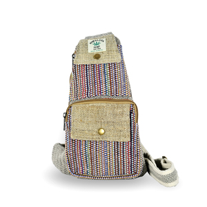 Sac bandoulière poitrine bohème en coton et chanvre pour femme, résistant à l'eau, avec sangle réglable et fermeture éclair - Product Image 1