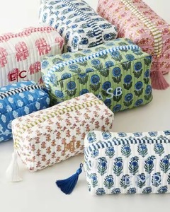 Toiletry Bag Floral Embroidered Cotton Cosmetic Case Medium Capacity Zipper Pouch Classic Style Portable <b>Makeup</b> Organizer - Product Image 1