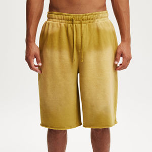 Pantalones cortos de algodón rasgados y desgastados con cordón ajustable, estilo casual y lavado ácido, de peso pesado, para hombre, estilo streetwear. - Product Image 2