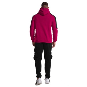 Conjunto Deportivo para Hombre, Sudadera con Capucha Rosa y Pantalones Negros, Color Sólido, Largo Completo, Estilo Casual Urbano, Ligero, de Secado Rápido y Transpirable, de Algodón - Product Image 3