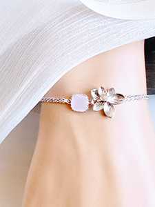 Pink Opal Sterling Silver Rose Gold <b>Bangle</b> Vintage <b>Charm</b> Wedding Bridesmaid Gift Jewelry for Women IGI Certified - Product Image 4