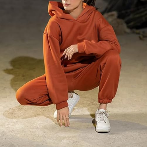 Nouvel ensemble de survêtement d'hiver surdimensionné pour femmes, ensemble de survêtement personnalisé, sweat à capuche et pantalon de jogging épais - Product Image 5