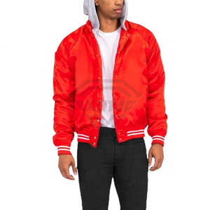 Chaqueta de béisbol informal de satén para hombre, de invierno, con capucha, de poliéster, con botones decorativos personalizados, tela de satén, chaqueta universitaria bordada. - Product Image 6