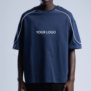 T-shirt 100 % coton coupe ample pour homme, best-seller, durable, grande taille, séchage rapide, avec bordure, logo personnalisé - Product Image 4