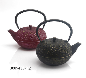 Hoct Selling 3009435-1.2 Food Grade Heat-Resistant Non-Toxic Decorative <b>Cast</b> <b>Iron</b> <b>Teapot</b> Enamel Finish 1200ml Japanese Style Tea - Product Image 1