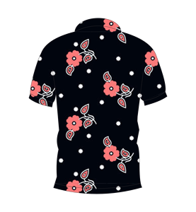 Polo à manches courtes pour homme, imprimé floral noir rubis, décontracté, été, botanique, golf, plage, vacances, tenue de resort, vêtement de mode - Product Image 2