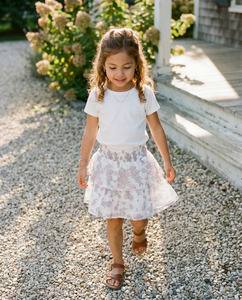 Falda de Algodón Blanca con Estampado Floral para Niñas, Cintura Fruncida, Volantes en Capas, Prenda de Verano para Niñas, Moda Boutique - Product Image 6