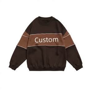 Sweat-shirt personnalisé à blocs de couleur pour femme, col rond, manches longues, 100 % coton tricoté, respirant, imprimé lettres sur le devant, collection automne - Product Image 1
