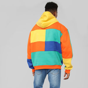 Sudadera con Capucha Oversize para Hombre, Diseño Color Block, Multicolor, Estilo Casual Urbano, Tejido Grueso - Product Image 4