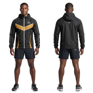 Veste de sport OEM personnalisée à fermeture éclair, imperméable, à capuche, en polyester, pour homme, col montant, avec logo imprimé par transfert thermique, pour le jogging et le football - Product Image 2