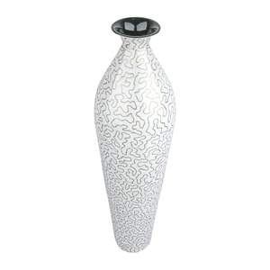 Contemporary Metal Floor Vase White Abstract Pattern Handmade Decorative Vase for Home Office Interior Design - Product Image 3