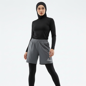 Shorts de sport 2-en-1 pour femmes musulmanes, taille haute, grande taille, séchage rapide, respirant, léger, anti-transpiration, pour la course, la gym et le yoga - Product Image 1