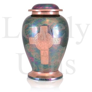 Gleaming cross brass urn funeral cremation urn <b>memorial</b> <b>keepsake</b> handcrafted brass cross design tribute urn elegant <b>memorial</b> - Product Image 2