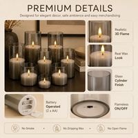 Juego de Velas LED de Cristal sin Llama, con Certificación CE/RoHS/FCC/Prop 65, Varios Tamaños, Llama 3D, Velas a Pilas para Decoración del Hogar y Bodas, Venta al Por Mayor