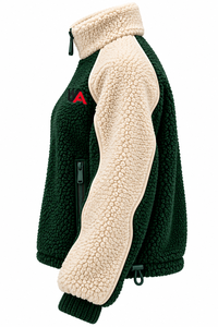 Veste en polaire Sherpa à patchwork contrastant, col montant, chaude et moelleuse pour l'hiver, vert crème Teddy OEM, best-seller - Product Image 4
