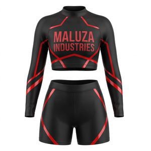 Tenue de cheerleading personnalisée en gros pour équipes All-Star : Hauts et jupes uniformes imprimés par transfert thermique avec strass scintillants sur le devant - Product Image 1