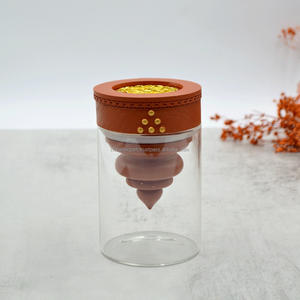 Diseño árabe Mabkhar acabado polaco forma redonda marrón acrílico madera quemador de incienso incensario para el hogar Eid Ramadán - Product Image 1