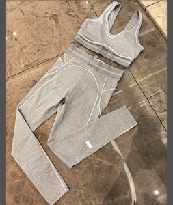 Conjunto de Yoga sin Costuras para Mujer, Talla Grande, Leggings de Cintura Alta, Sujetador Deportivo, Absorbe la Humedad, 2 Piezas, Ropa Deportiva para Gimnasio - Product Image 3