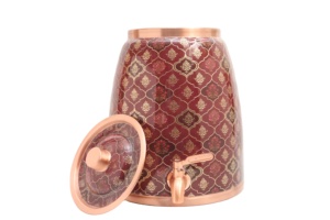 Tanque de Agua de Cobre Artesanal Premium de Gran Capacidad 11000ML, Diseño 3D, Dorado, con Grifo de Latón, Peso 2.170kg - Product Image 4