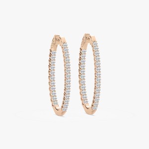 Boucles d'oreilles créoles tendance en or 10/14/18 carats avec diamants de laboratoire ronds certifiés IGI pour usage quotidien féminin - Product Image 3