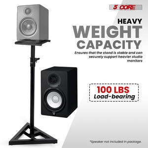 ขาตั้งลำโพง 5 แกน 2 ชิ้น แบบปรับระดับความสูงได้ รับน้ำหนักได้ 100 ปอนด์ ฐานสามเหลี่ยม ความสูง 59.5 นิ้ว - Product Image 4