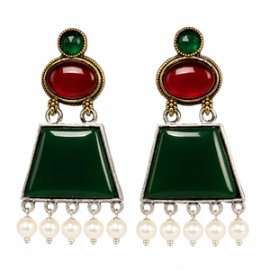 Pendientes Colgantes Bohemios Chapados en Oro Antiguo al por Mayor, Proveedor a Granel, con Engaste de Bisel y Piedra de Ónix, Diseño para Amantes, para Boda de Mujer, 22.5g - Product Image 1